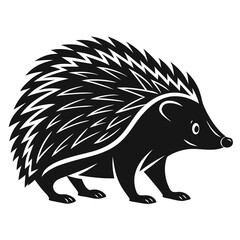 Obraz premium Stylized black silhouette of a walking hedgehog