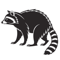 Obraz premium Stylized black silhouette of a raccoon