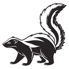 Stylized black and white skunk illustration