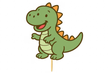 Cute green cartoon dinosaur cake topper for kids