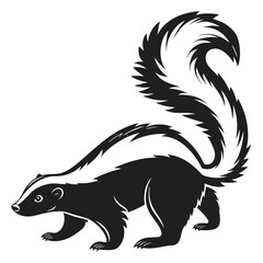 Stylized black and white skunk illustration