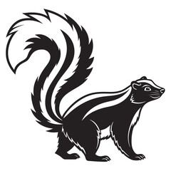 Stylized black and white skunk illustration