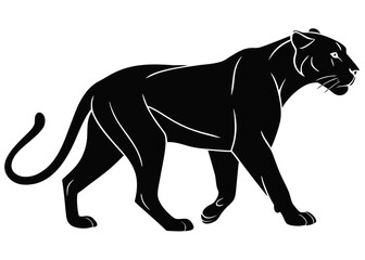 Sleek black panther silhouette striding confidently