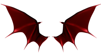Intricate red dragon wings with transparent background