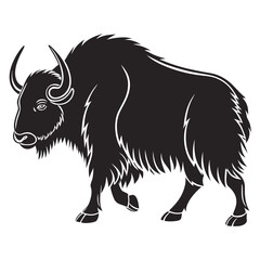 Stylized silhouette of a bison walking