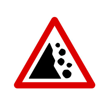 rock fall warning vector icon