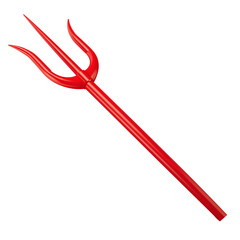 Vivid red pitchfork isolated on transparent background