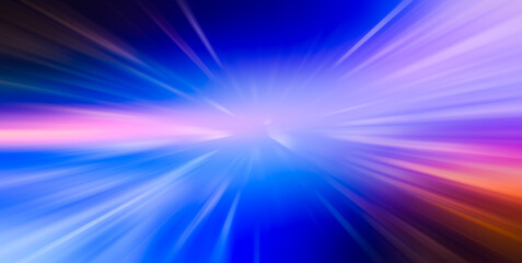Abstract light explosion with colorful beams and motion blur effect .Abstract motion blur background with power explosion . Abstract neon background, neon explosion, light movement, rays.
