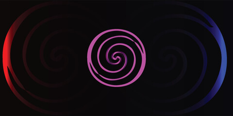 Abstract artwork featuring a central spiral surrounded by swirling, colorful gradients on a dark background.