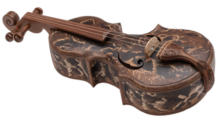 A detailed Chinese erhu with a python skin membrane and carved scroll. isolated on white background  ---q 2