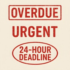 A pack of editable red ink stamp overlays featuring rough, grungy textures with labels like &ldquo;Overdue,&rdquo; &ldquo;Urgent,&rdquo; and &ldquo;24-Hour Deadline.&rdquo;