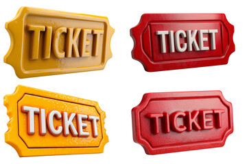 Set of Four Glossy 3d Tickets for Movie and Event Entry