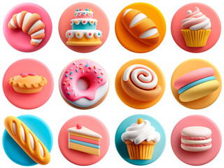 Whimsical 3d Rendered Pastel Sweets and Baked Goods Assortment