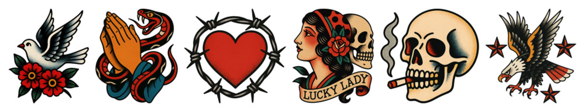 Vintage tattoo design elements