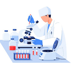 Lab Researcher with Blood Analysis