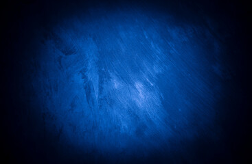 Old wall pattern texture cement blue dark abstract  blue color design are light with black gradient background.