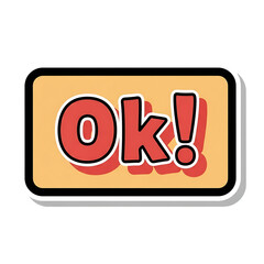 Cartoon ok sign with exclamation mark isolated on transparent background