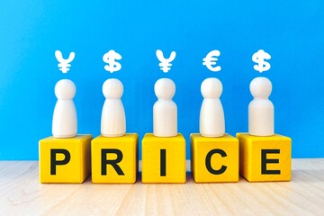 プライスの文字とお金 価格や値段や料金