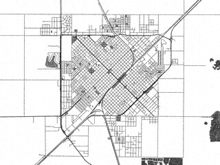 Decorative monochrome illustration of General Pico, Argentina, showing its detailed grid.