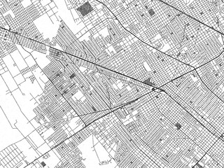 Detailed artistic sketch map of Jose C. Paz, Argentina, in monochrome black and white.