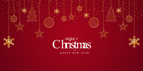 Mordan Luxury christmas Banner with cute christmas ornaments