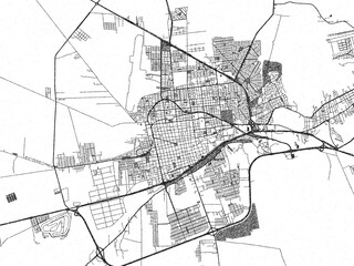 Obraz premium Decorative black and white map of San Luis, Argentina, rendered in sketch-like style.