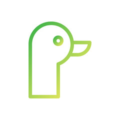Gradient Duck Head Icon Illustration in Green and Yellow Tones on Transparent Background