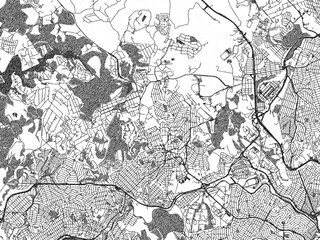Obraz premium Minimal poster-style map of Contagem, Brazil, hand-drawn style in monochrome.