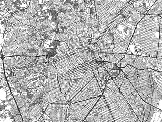 Minimalist monochrome city map of Curitiba, Brazil, illustrated with urban detail.