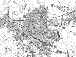 Minimal poster-style map of Londrina, Brazil, hand-drawn style in monochrome.