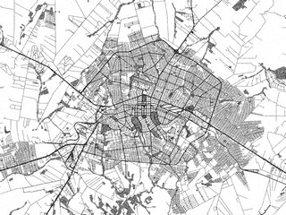 Obraz premium Stylized decorative city map of Maringa, Brazil, hand-drawn in black and white.