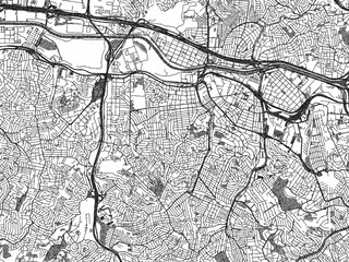 Fototapeta premium Stylized decorative city map of Osasco, Brazil, hand-drawn in black and white.