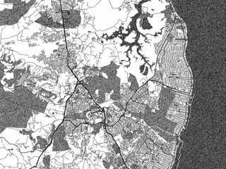 Fototapeta premium Decorative monochrome illustration of Paulista, Brazil, showing its detailed grid.