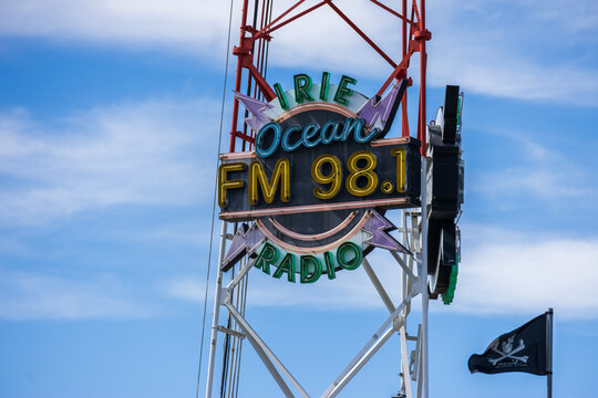 The Irie Ocean Radio FM 98.1 radio tower in downtown Ocean City Maryland USA