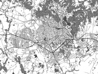 Obraz premium Hand-drawn style black and white city map of Santa Maria, Brazil, ready for wall art or editorial projects.