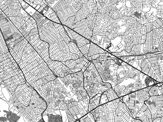 Obraz premium Poster-ready black and white illustration map of Sao Joao de Meriti, Brazil, detailed and artistic.