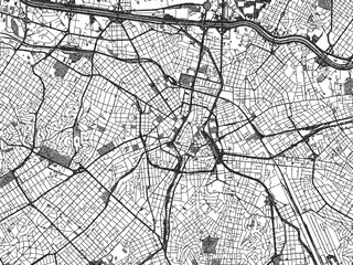 Obraz premium Sketch-style black and white map of Sao Paolo city center, Brazil, perfect for illustration and wall art.