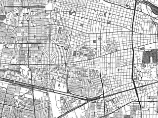 Fototapeta premium Poster-ready monochrome city map of Lo Prado, Chile, with detailed streets and rivers.