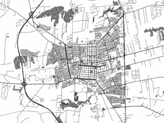 Obraz premium Stylized decorative city map of Los Angeles, Chile, hand-drawn in black and white.