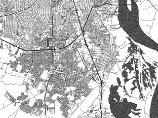 Naklejka premium Minimal poster-style map of Soledad, Colombia, hand-drawn style in monochrome.