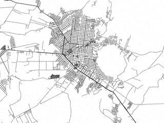 Fototapeta premium City map illustration of Apatzingan, Mexico, in black and white sketch style.