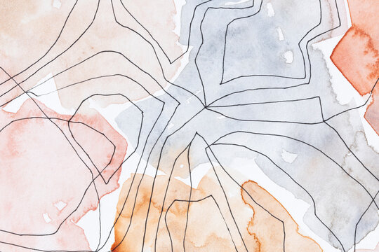 Abstract watercolor organic line patterns