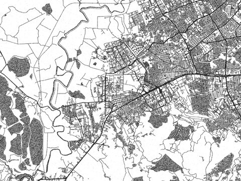 Hand-drawn style black and white city map of Soacha, Colombia, ready for wall art or editorial projects.