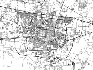 Fototapeta premium Black and white cartographic illustration of Celaya, Mexico, in hand-drawn sketch form.
