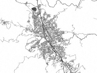 Illustrated city map of Chilpancingo, Mexico, in black and white, showing roads and textures.