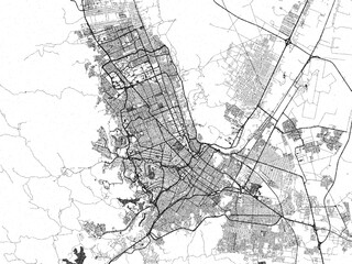 Obraz premium Artistic urban sketch of Chihuahua, Mexico, detailed in black and white map form.
