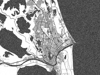 Fototapeta premium Monochrome hand-drawn style map of Ciudad Madero, Mexico, ideal for decorative and editorial use.