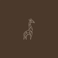 Giraffe line art tall elegant safari animal logo design. © Leyde