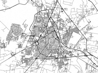 Fototapeta premium Artistic urban sketch of Irapuato, Mexico, detailed in black and white map form.