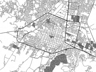 Obraz premium Artistic urban sketch of Iguala de la Independencia, Mexico, detailed in black and white map form.